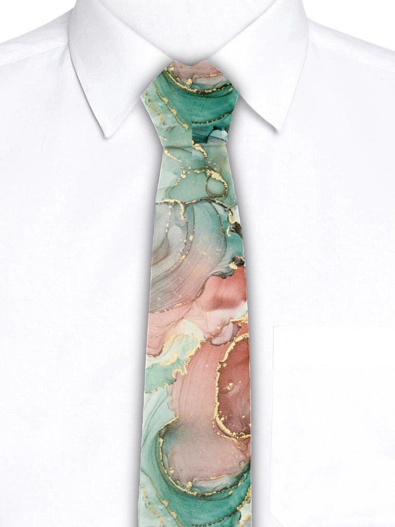 Blacksmith Marble Multicolor Printed Tie for Men - Fashion Accessories for Blazer , Tuxedo or Coat