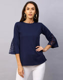 Blacksmith Elegant Navy Blue Coloured Russell Net Lycra Tops