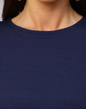 blacksmith navy blue net lycra women top for casual, corporate & office wear