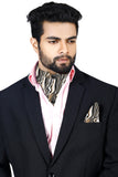 Blacksmith Marble Brown Multicolor Printed Ascot Neck Scarf And Matching Pocket Square Set For Men