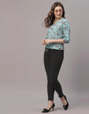 blacksmith sky blue printed top for women for casual, corporate & office wear