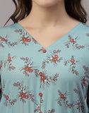 blacksmith sky blue printed top for women for casual, corporate & office wear