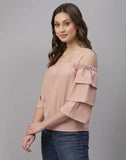 blacksmith peach off shoulder top for women casual, corporate & office wear