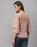 blacksmith peach off shoulder top for women casual, corporate & office wear