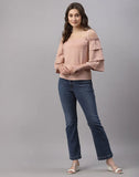 blacksmith peach off shoulder top for women casual, corporate & office wear