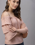 blacksmith peach off shoulder top for women casual, corporate & office wear