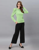 blacksmith mint green puff sleeve top for women casual, corproate & office wear