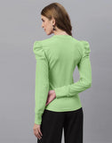 blacksmith mint green puff sleeve top for women casual, corproate & office wear