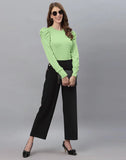 blacksmith mint green puff sleeve top for women casual, corproate & office wear