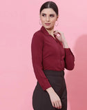 blacksmith maroon casual shirt for women corporate & office wear