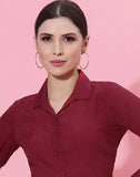 blacksmith maroon casual shirt for women corporate & office wear