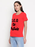 Blacksmith C.E.O Yourself Orange Top For Women and Girls - 100% Soft Cotton Bio Washed