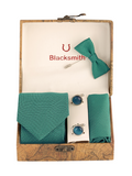 Blacksmith Diamond Green Tie , Cufflink , Pocket Square and Lapel Pin Gift Set for Men [ Pack of 4 ]