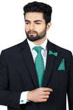 Blacksmith Diamond Green Tie , Cufflink , Pocket Square and Lapel Pin Gift Set for Men [ Pack of 4 ]