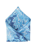 Blacksmith Deep Blue Paisley Printed Pocket Square for Men