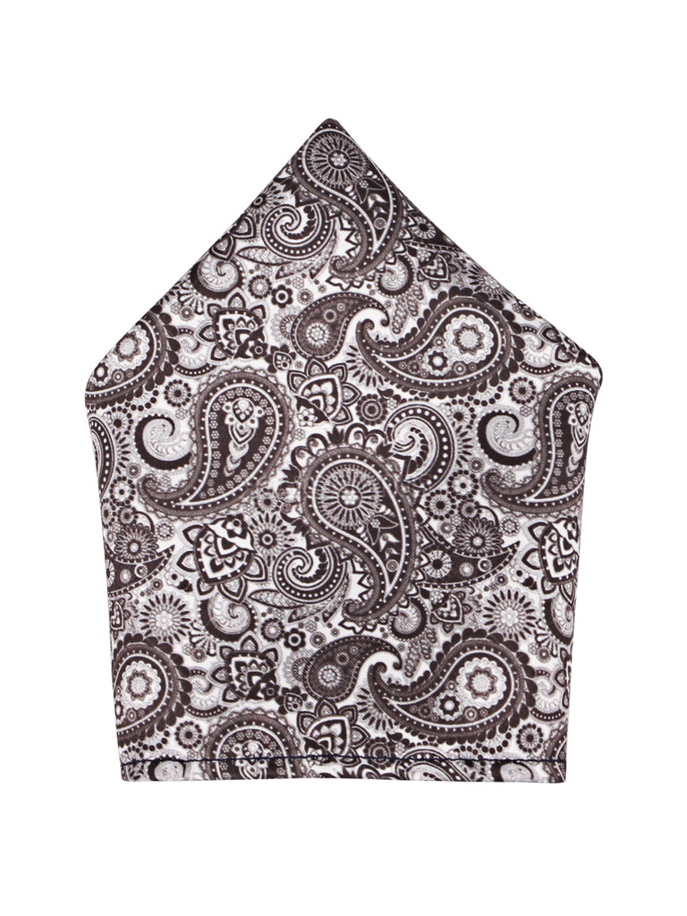 Blacksmith Grey Paisley Printed Pocket Square for Men