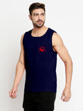 Blacksmith Navy Blue Cotton Number 10 Sando For Men - Gym Sando For Men.