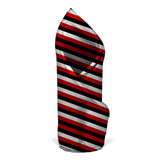 Blacksmith Red,Black and White Stripes Printed Tie and Pocket Square Set for Men with Natural Stone Cufflink and Matching Flower Lapel Pin for Blazer , Tuxedo or Coat