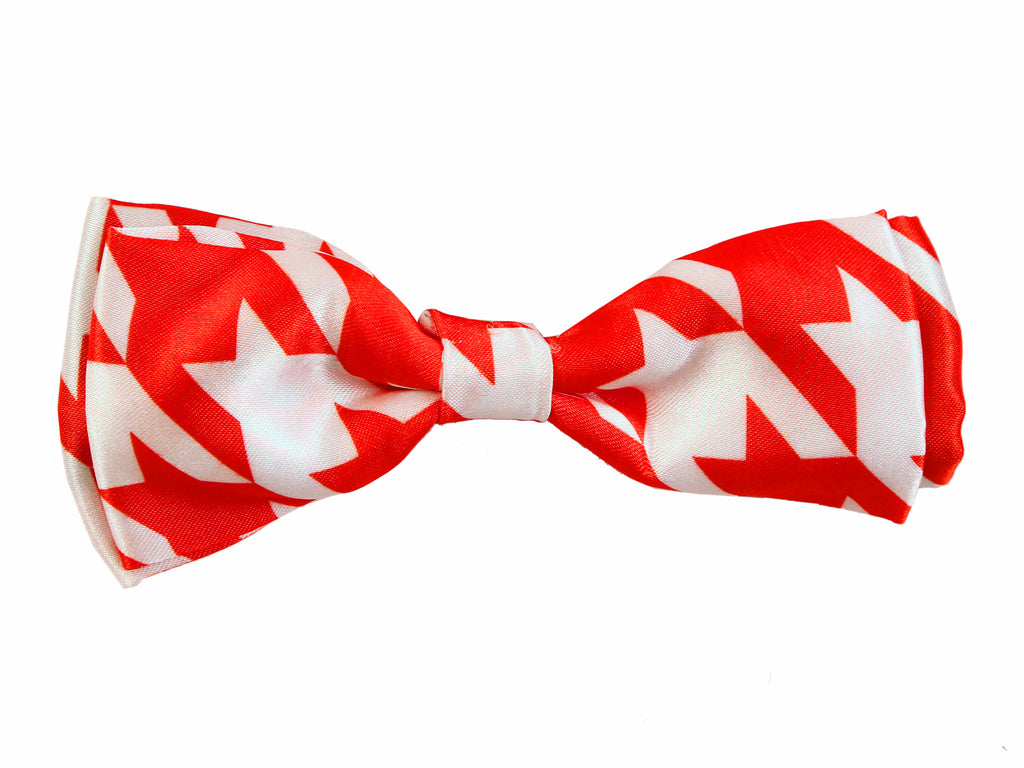 Blacksmith Red and White Houndstooth Adjustable Fashion Bowtie for Men - Bow ties for Tuxedo and Blazers
