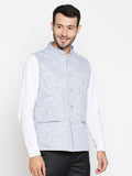 Blacksmith Navy Blue Linen Modi Jacket for Men - Navy Blue Linen Nehru Jacket for Men