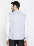 Blacksmith Navy Blue Linen Modi Jacket for Men - Navy Blue Linen Nehru Jacket for Men