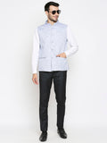 Blacksmith Navy Blue Linen Modi Jacket for Men - Navy Blue Linen Nehru Jacket for Men