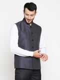 Blacksmith Navy Blue and White Diamond Modi Jacket for Men - Navy Blue and White Diamond Nehru Jacket for Men