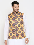 Blacksmith Yellow Ochre Paisley Modi Jacket for Men - Yellow Ochre Paisley Nehru Jacket for Men