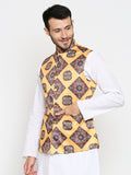 Blacksmith Yellow Ochre Paisley Modi Jacket for Men - Yellow Ochre Paisley Nehru Jacket for Men