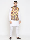 Blacksmith Yellow Ochre Paisley Modi Jacket for Men - Yellow Ochre Paisley Nehru Jacket for Men