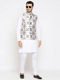 Blacksmith Brown and Beige Floral Modi Jacket for Men - Brown and Beige Floral Nehru Jacket for Men