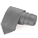 Blacksmith Black and White Houndstooth Printed Tie and Pocket Square Set for Men with Natural Stone Cufflink and Matching Flower Lapel Pin for Blazer , Tuxedo or Coat