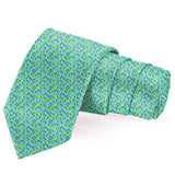 Blacksmith Polka Blue and Green Dots Printed Tie and Pocket Square Set for Men with Natural Stone Cufflink and Matching Flower Lapel Pin for Blazer , Tuxedo or Coat