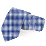 Blacksmith Navy Blue and White Houndstooth Printed Tie and Pocket Square Set for Men with Natural Stone Cufflink and Matching Flower Lapel Pin for Blazer , Tuxedo or Coat