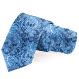 Blacksmith Deep Blue Paisley Printed Tie and Pocket Square Set for Men with Natural Stone Cufflink and Matching Flower Lapel Pin for Blazer , Tuxedo or Coat
