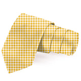 Blacksmith Yellow Gingham Checks Printed Tie and Pocket Square Set for Men with Natural Stone Cufflink and Matching Flower Lapel Pin for Blazer , Tuxedo or Coat