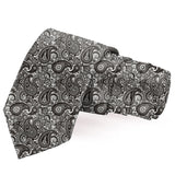 Blacksmith Grey Paisley Printed Tie and Pocket Square Set for Men with Natural Stone Cufflink and Matching Flower Lapel Pin for Blazer , Tuxedo or Coat