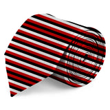 Blacksmith Red,Black and White Stripes Printed Tie and Pocket Square Set for Men with Natural Stone Cufflink and Matching Flower Lapel Pin for Blazer , Tuxedo or Coat