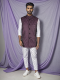 Blacksmith Magenta Coro Paisley Jacquard Modi Jacket for Men - Magenta Coro Paisley Jacquard Nehru Jacket for Men