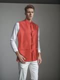 Blacksmith Tiny Red Dot Jacquard Modi Jacket for Men - Tiny Red Dot Jacquard Nehru Jacket for Men