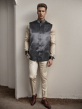 Blacksmith Satin Black Black Modi Jacket for Men - Satin Black Nehru Jacket for Men