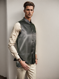 Blacksmith Satin Black Black Modi Jacket for Men - Satin Black Nehru Jacket for Men