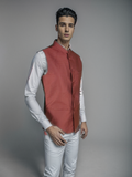 Blacksmith Red and White Diamond Modi Jacket for Men - Red and White Diamond Nehru Jacket for Men