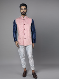 Blacksmith Pink Linen Modi Jacket for Men - Pink Linen Nehru Jacket for Men