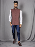 Blacksmith Maroon and White Diamond Modi Jacket for Men - Maroon and White Diamond Nehru Jacket for Men