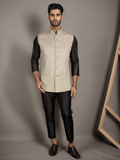 Blacksmith Brown Linen Modi Jacket for Men - Brown Linen Nehru Jacket for Men