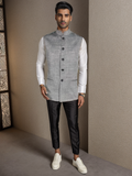 Blacksmith Grey Linen Modi Jacket for Men - Grey Linen Jacket for Men