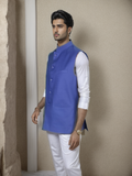 Blacksmith Cotton Royal Blue Modi Jacket for Men - Cotton Royal Blue Nehru Jacket for Men