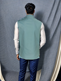 Blacksmith Cotton Blue Turquoise Modi Jacket for Men - Cotton Blue Turquoise Nehru Jacket for Men