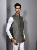 Blacksmith Armani Grey Jacquard Modi Jacket for Men - Armani Grey Jacquard Nehru Jacket for Men